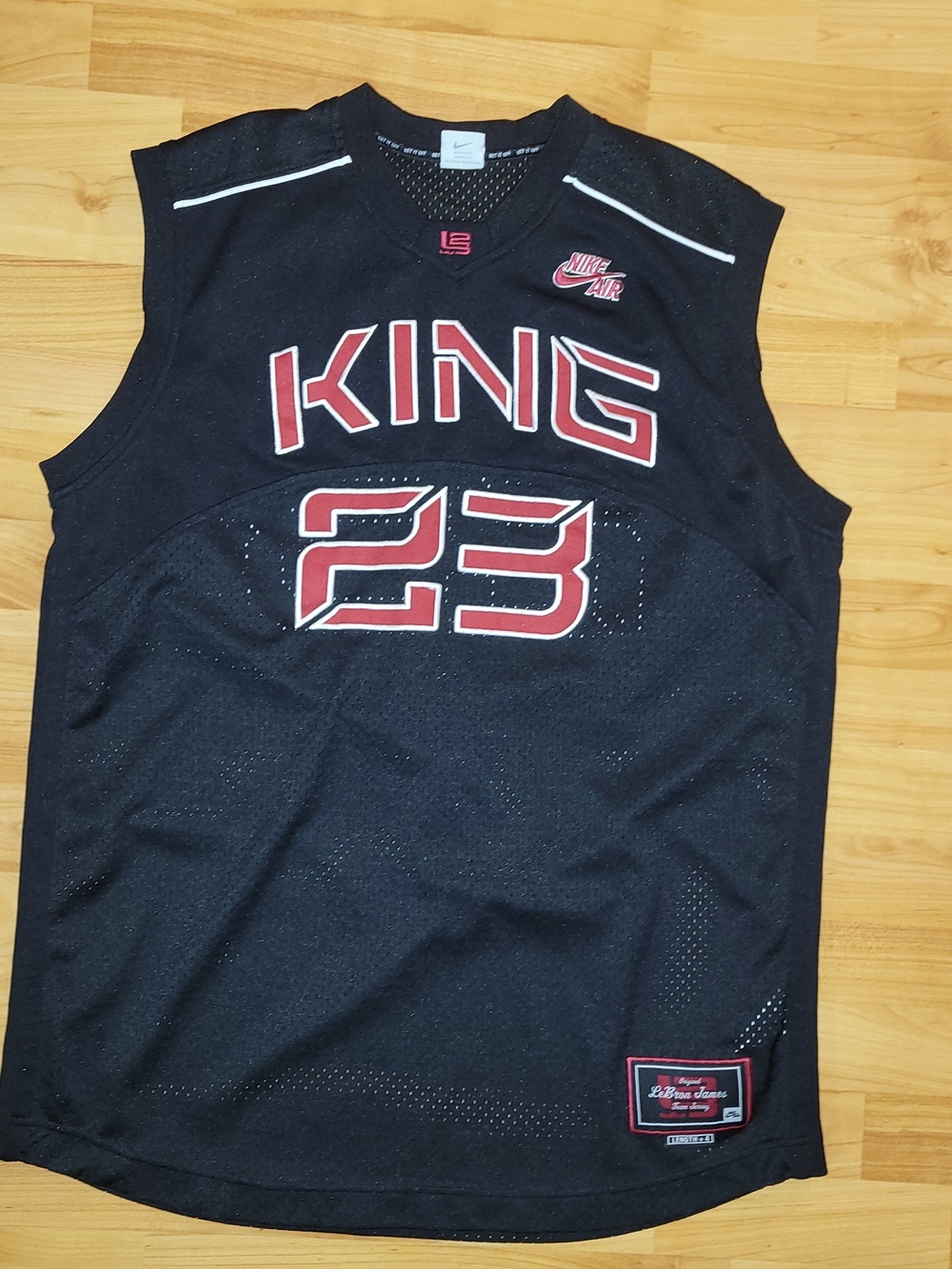 Nike Air Y2K KING 23 Lebron James Black And Red Mesh Team Jersey, Large Long